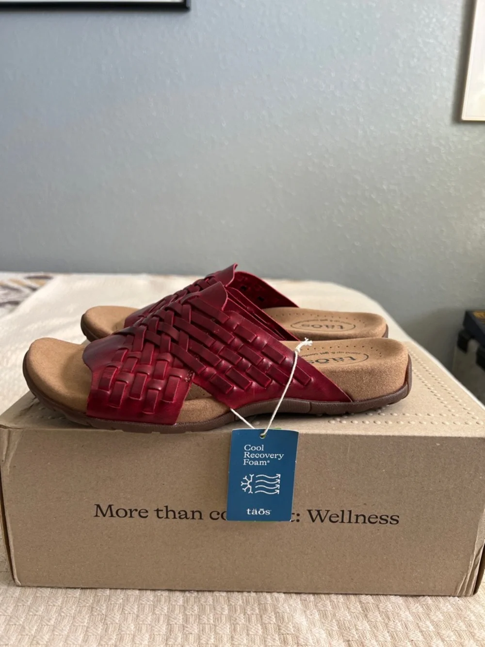 Taos Footwear Red Braided Slide Sandals - Picture 2 of 10